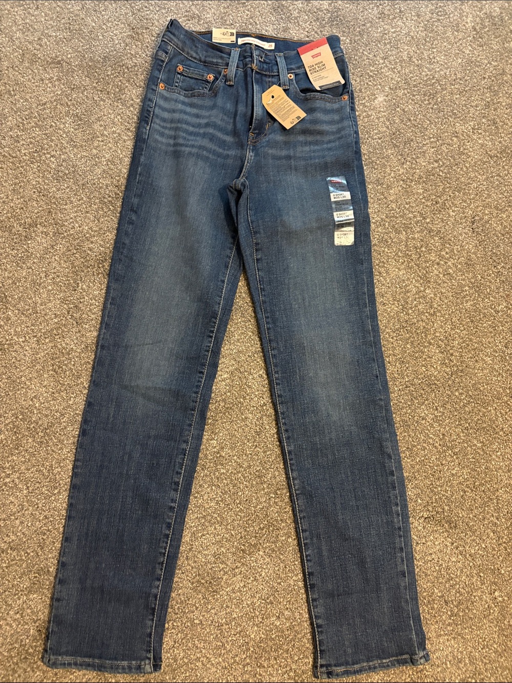 Levi's 724 High Rise Slim Straight Jeans in Dark Blue 25x30
